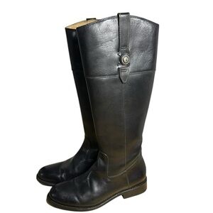 Frye Jayden Button Black Leather Equestrian Tall Riding Boots Women’s Size 7B